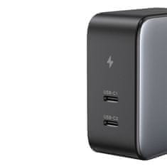 Ugreen CD254 omrežni polnilnik, 2x USB-C, 100W, PD (črn)