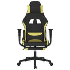 Vidaxl Masažni gaming stol z oporo za noge črno in svetlo zeleno blago