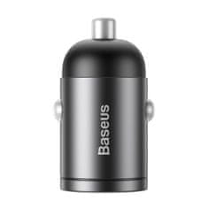 BASEUS Tiny Star mini avtomobilski polnilec, USB, QC 3.0, 30 W (siv)