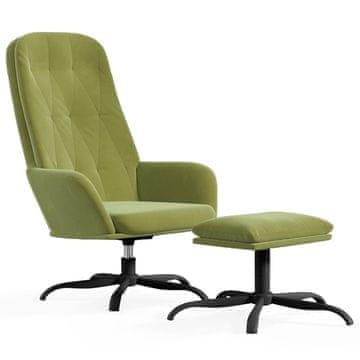 Vidaxl Stol za sproščanje s stolčkom svetlo zelen žamet