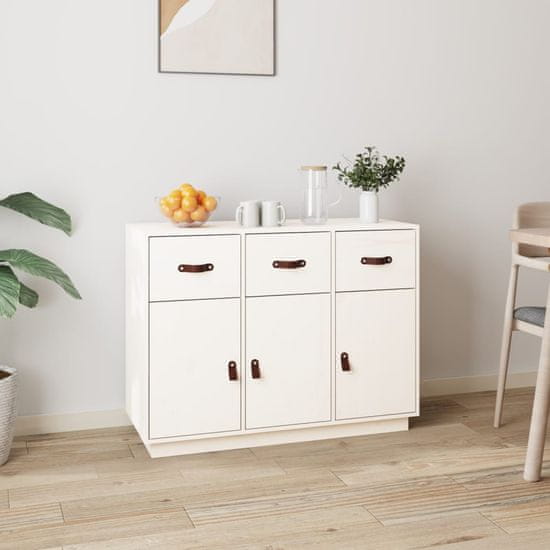 Greatstore Komoda bela 100x40x75 cm trdna borovina