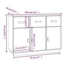 Vidaxl Komoda črna 100x40x75 cm trdna borovina