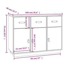 Greatstore Komoda siva 100x40x75 cm trdna borovina