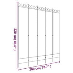Vidaxl Paravan 5-delni rjav 200x220 cm blago