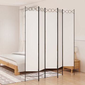 Vidaxl vidaXL 5-delna sobna pregrada, bela, 200x220 cm, blago