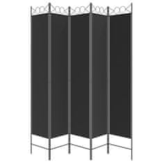 Vidaxl Paravan 5-delni 200x220 cm črno blago