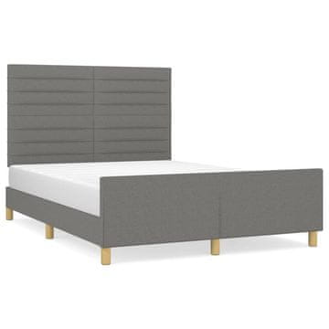 Vidaxl Posteljni okvir brez vzmetnice temno siv 140x190 cm blago