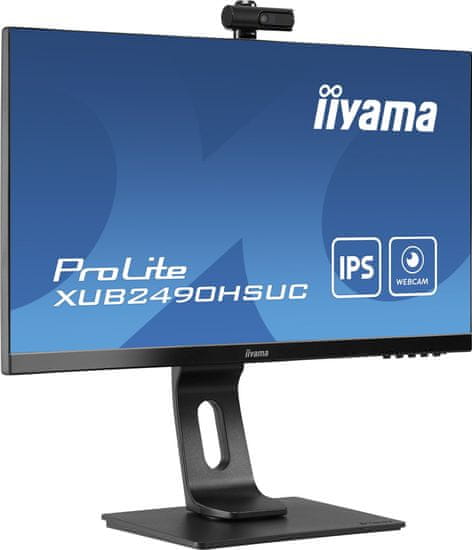 Monitor iiyama xub2490hsuc-b1 | 60,5 cm (23,8") | 1920x1080 | ips | 4ms | vga hdmi displayport usb2. 0 | pivot | kamera | zvočniki | srgb99% | poslovni monitor 1 Iiyama xub2490hsuc-b1 monitor, 60. 4 cm (24"), fhd, ips | komponentko