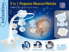 Infantino Glasbeni vrtiljak s projekcijo 3v1 modra