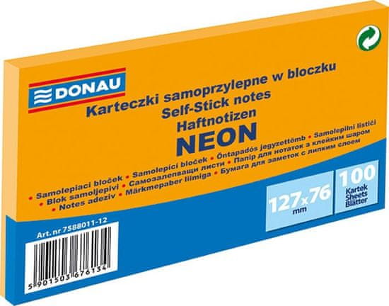 Donau Samolepilna blazinica 127 x 76 mm - neonsko oranžna 100 listov
