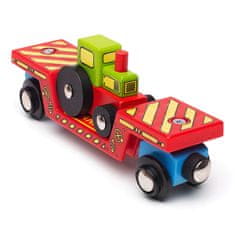 Bigjigs Rail Bigjigs železniški vagon s traktorjem + 2 tira