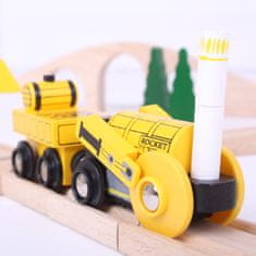 Bigjigs Rail Replika zgodovinske lokomotive Rocket + 2 tira