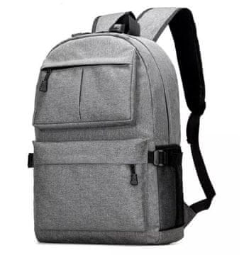 Northix Trpežen velik nahrbtnik z USB vhodom - siv