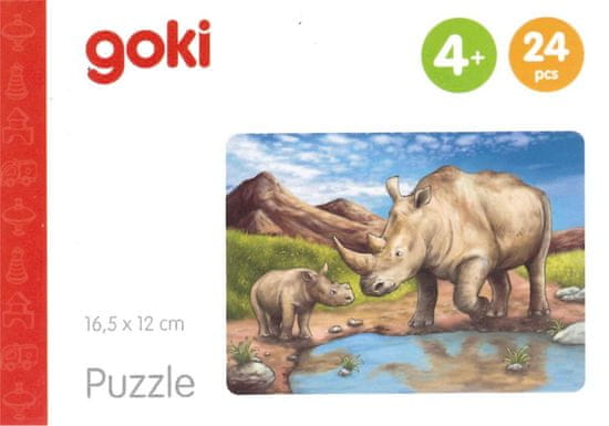 Goki Lesena sestavljanka Afriške živali: nosorogi 24 kosov