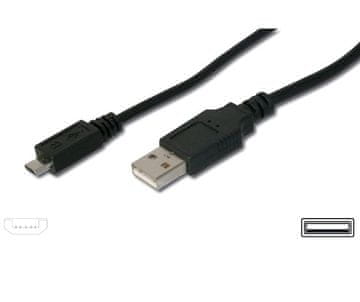PremiumCord Kabel USB 2.0 - mikro USB 2.0. M/M 0,75 m, črn, za hitro polnjenje