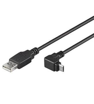 Kabel micro USB 2.0, A-B, 90°, 3 m