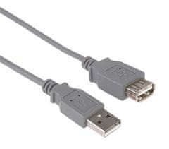 USB 2.0 podaljšek, A-A, 0,5 m, siv