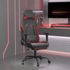 Vidaxl Masažni gaming stol z oporo za noge črn in vin. rdeč um. usnje