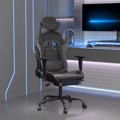 Vidaxl Gaming stol z oporo za noge črno in sivo umetno usnje