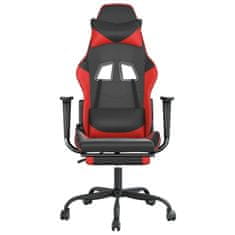 Vidaxl Gaming stol z oporo za noge črno in rdeče umetno usnje
