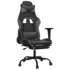 Vidaxl Gaming stol z oporo za noge črno in sivo umetno usnje