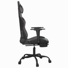 Vidaxl Gaming stol z oporo za noge črno in sivo umetno usnje