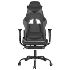 Vidaxl Gaming stol z oporo za noge črno in sivo umetno usnje