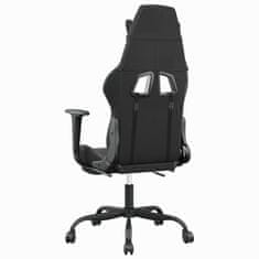 Vidaxl Gaming stol z oporo za noge črno in sivo umetno usnje