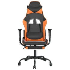 Vidaxl Gaming stol z oporo za noge črno in oranžno umetno usnje