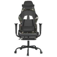 Vidaxl Gaming stol z oporo za noge črno in kamuflažno umetno usnje