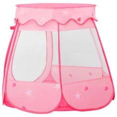 Greatstore Otroški šotor za igranje z 250 žogicami roza 102x102x82 cm