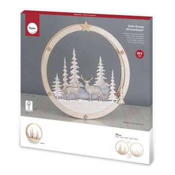 Rayher.	 Leseni obroč Zimska pravljica, 30cm, natur, 14-delni set