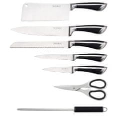 Northix Komplet nožev z vrtljivim stojalom - 7 delov - črn 