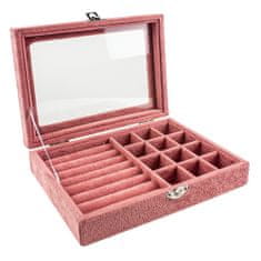 Northix Škatla za nakit, žamet - roza 