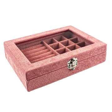Northix Škatla za nakit, žamet - roza