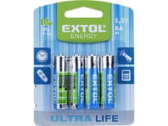 Extol Energy Baterija cinkov klorid, 4ks, 1,5V AA (R6)