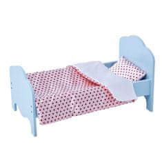Teamson Olivijin mali svet - lutka Little Princess 18" Classic Single Bed Blue & Bedding Set - Polka Dots