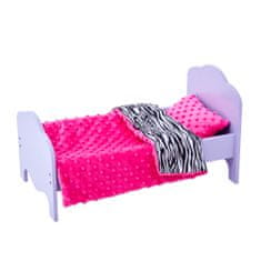 Teamson Olivijin mali svet - Mala princesa 18 "Lutka Klasična enoposteljna postelja Vijolična in posteljni set-Zebra Prints