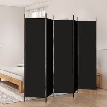 Vidaxl vidaXL 5-delna predelna stena, črna, 250 x 200 cm, blago