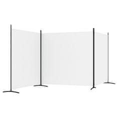 vidaXL 3-delna sobna pregrada, bela, 525 x 180 cm, blago