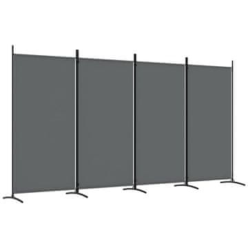 Vidaxl Paravan 4-delni antracitna 346x180 cm blago