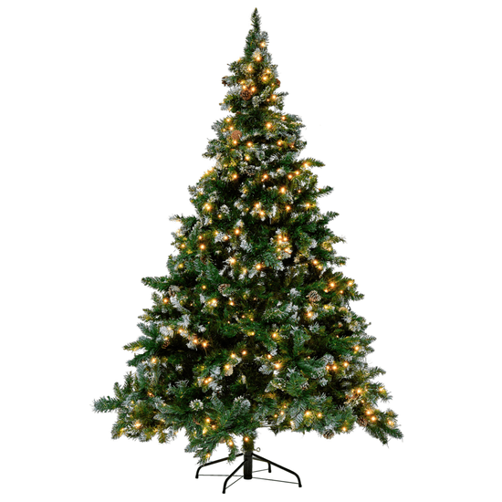 Beliani Zasneženo umetno božično drevo z lučkami 180 cm zeleno PALOMAR