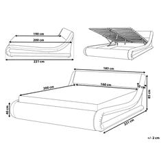 Beliani Srebrna žametna postelja s shrambo 160x200 cm AVIGNON