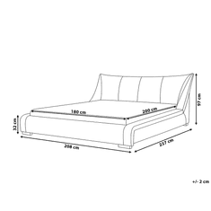 Beliani LED usnjena postelja 180 x 200 cm bela NANTES