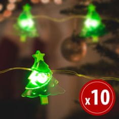 Family Christmas LED svetlobni niz na baterije smrečice 10 LED diod 1,2 metra toplo bela 2 x AA
