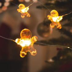 Family Christmas LED svetlobni niz na baterije medenjaki 10 LED diod 1,2 metra toplo bela 2 x AA