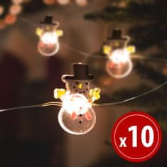 Family Christmas LED svetlobni niz na baterije s snežaki 10 LED diod 1,2 metra toplo bela 2 x AA