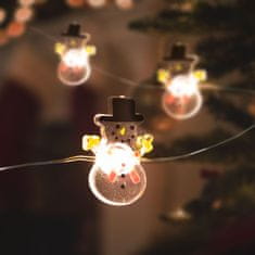 Family Christmas LED svetlobni niz na baterije s snežaki 10 LED diod 1,2 metra toplo bela 2 x AA