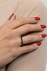 Brilio Silver Bleščeč pozlačen prstan s črnimi cirkoni RI058Y (Obseg 52 mm)