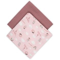 Canpol babies BONJOUR PARIS muslin plenice, 2 kosa, 70x70 cm, roza